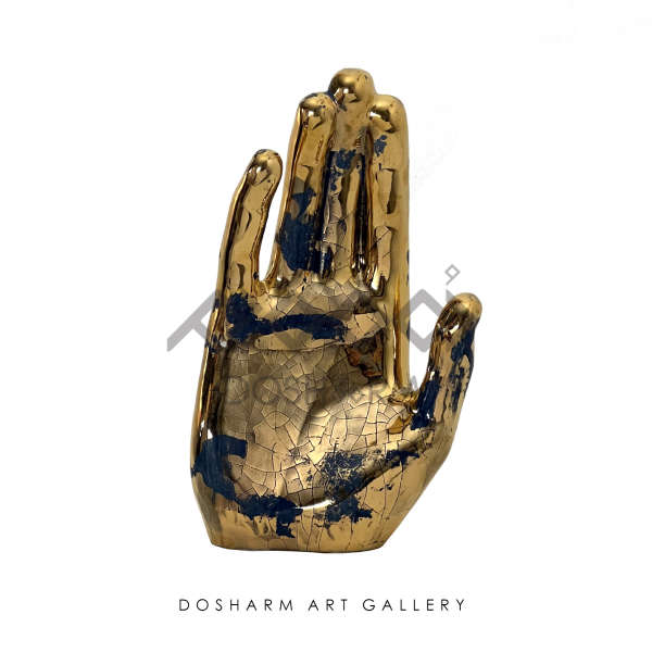 دست بزرگ پتینه طلا آبی