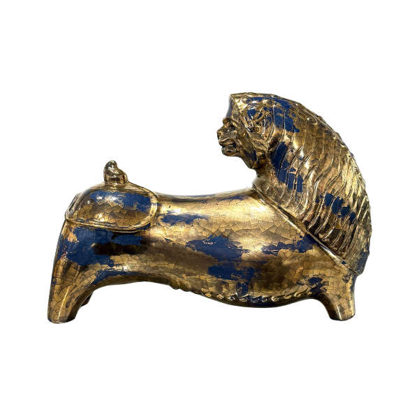 شیر ایرانی پتینه طلا آبی (42220)